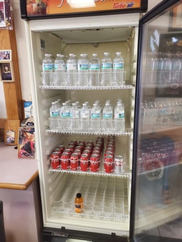 Turbo Air TGM-22CR Commercial Glass Door Cooler Merchandiser, excellent condition, glass front, adjustable shelves.