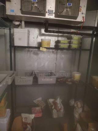 3-Tier wire shelving unit, black metal, empty, with adjustable shelves. Good condition, ideal for storage or organization.