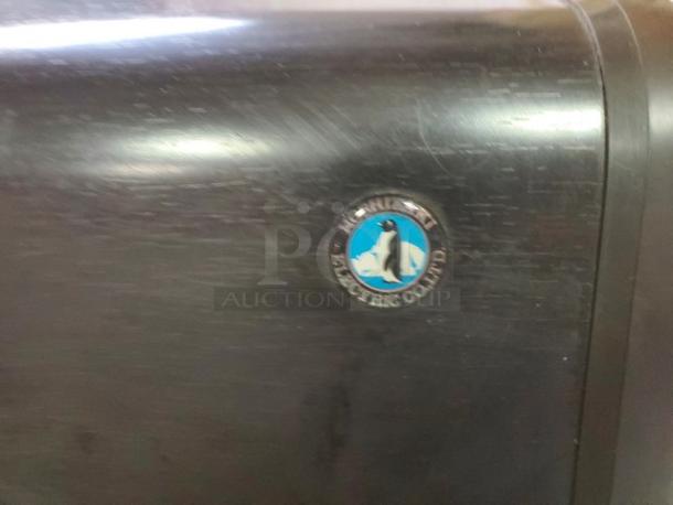 Hoshizaki HNC-120AA-R sushi display case, logo visible, black exterior, refrigerated, excellent for showcasing sushi.
