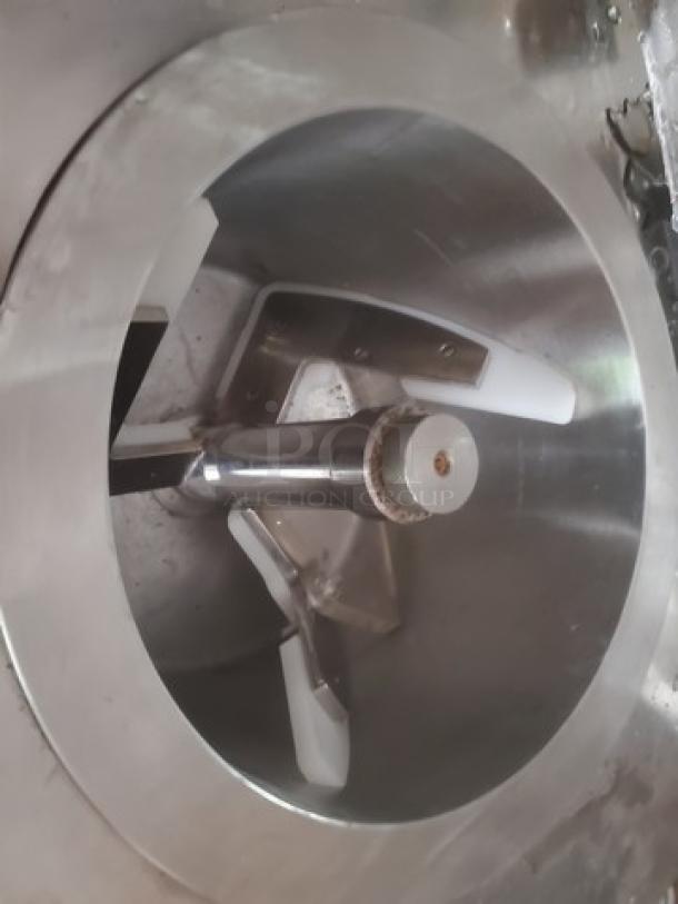 Kolice ICM 200E Ice Cream Machine, stainless steel, visible mixing chamber, used condition, interior view.