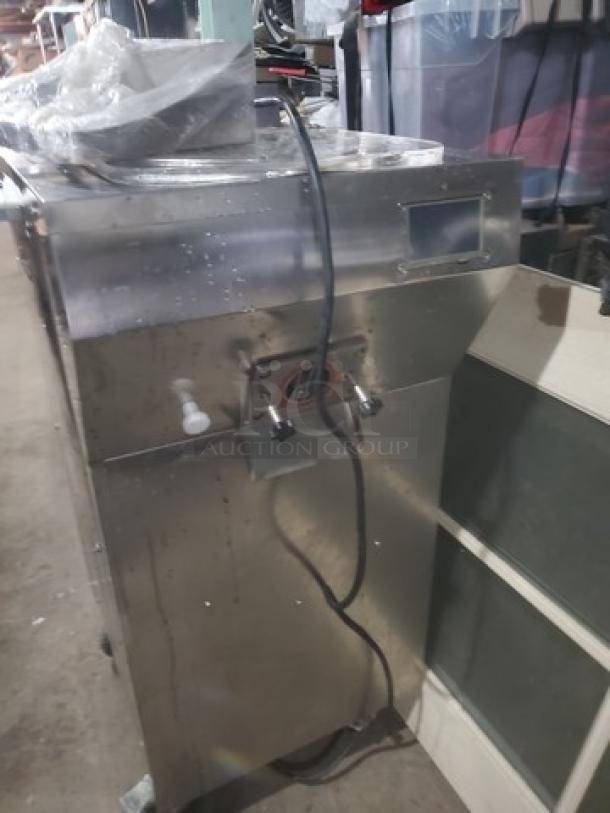 Kolice ICM 200E ice cream machine, stainless steel, used condition, visible power cord, control panel, and dispensing handle.