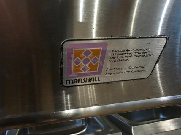 Marshall RR5-26-IM Fried Food Dump Station, stainless steel, visible Marshall logo and company info, good condition.