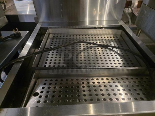 Marshall RR5-26-IM fried food dump station, stainless steel, perforated trays, excellent condition.
