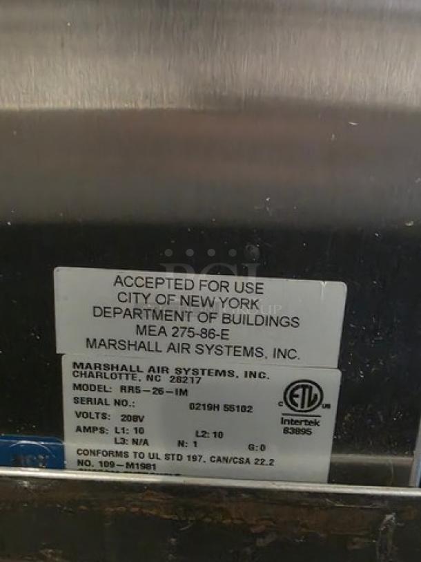 Marshall RR5-26-IM Fried Food Dump Station; stainless steel; model label shows NYC approval, volts, amps; used condition.