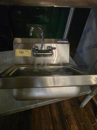 Stainless Steel Hand Sink w/ Faucet, 2 Holes, 1-7/8