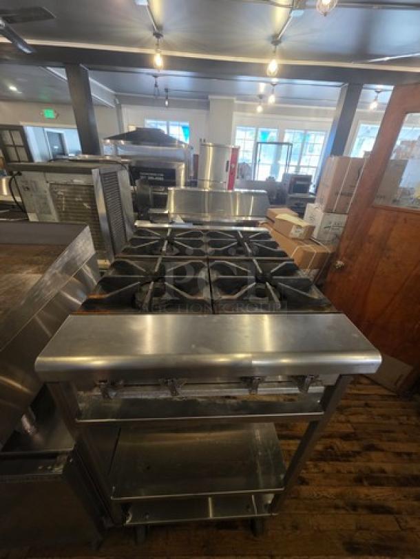 Imperial 4 burner countertop range, natural gas, stainless steel, without stand, in used condition.