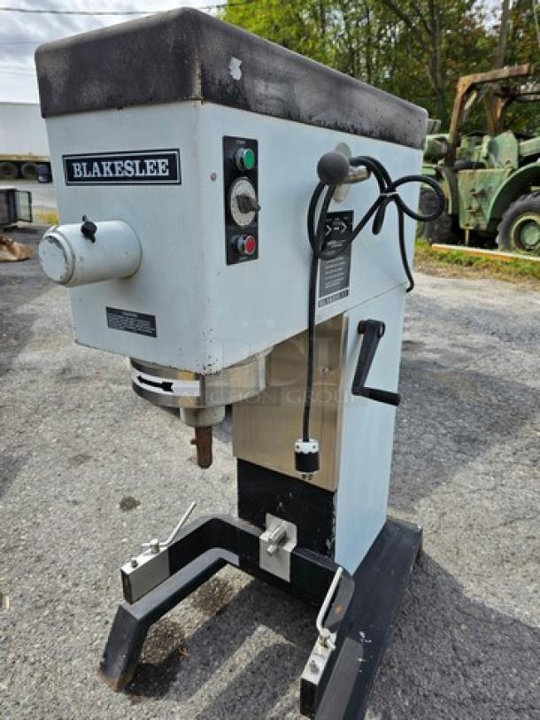 Blakeslee DD-60, 60 quart floor planetary mixer, white, used condition, no attachments, features control panel and power cord.