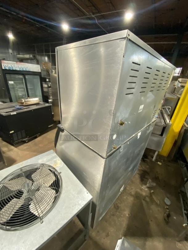 Ice-O-Matic CIM1446HR4/VRC2061B1 stainless steel ice maker with remote condenser, model 208-230 1 Phase, on legs.