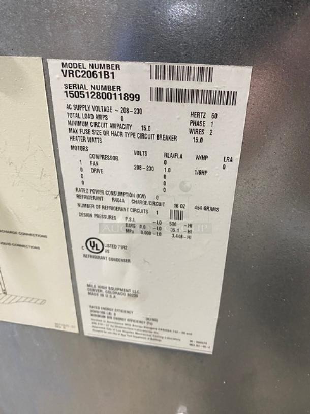 Ice-O-Matic stainless steel ice machine, model CIM1446HR4/VRC2061B1, electric, with remote condensing unit, on legs.