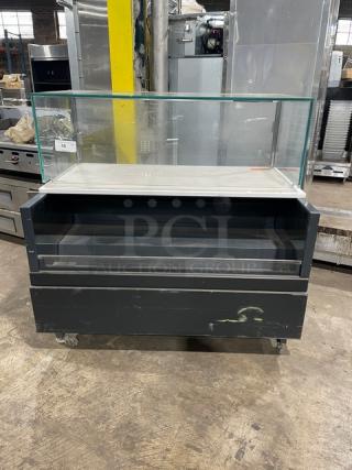 Structural Concepts Starbucks Style Commercial Black Multi-Level Refrigerated Open Grab-N-Go Merchandiser Display Case! With Top Enclosed-Glass Showcase! On Legs! - Item #1207685