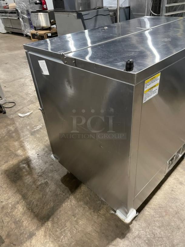 Beverage-Air stainless steel milk cooler, model SM49HCS105, Energy Star certified, on casters, poly coated wire rack, 115V 1 phase.