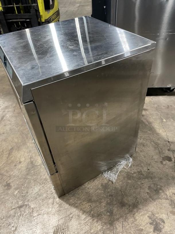 Hobart Advansys LXe Series stainless steel undercounter dishwasher, Model LXER, Energy Star certified, with full-size peg rack.