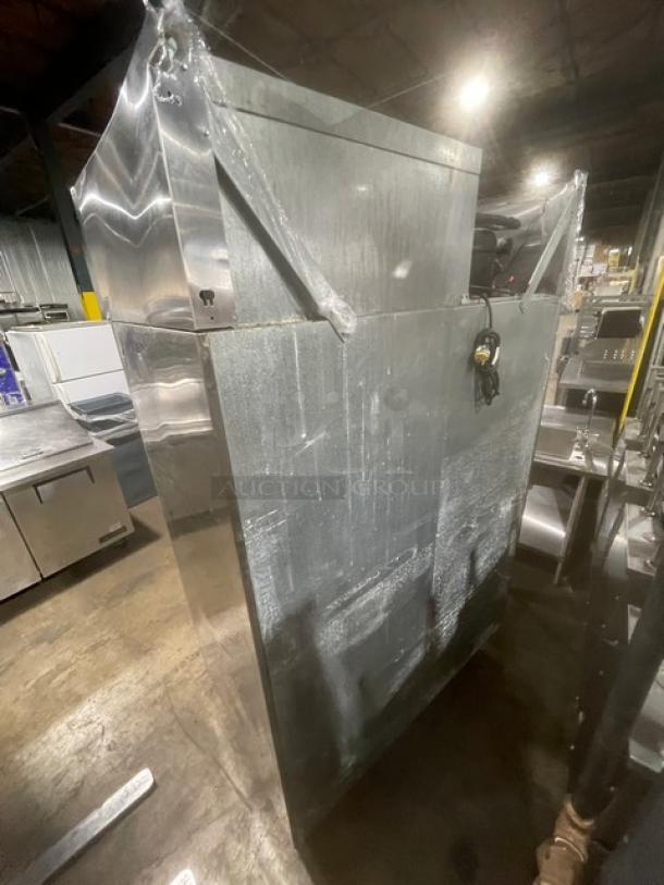 Victory commercial stainless steel 2-door refrigerator, model RS-2D-S7, on legs, with pan slides, used condition.