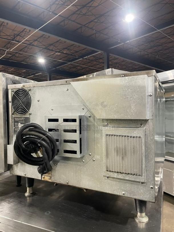 TurboChef HHB stainless steel countertop rapid cook oven, digital controls, on legs, visible power cord, 208-240V, used condition.