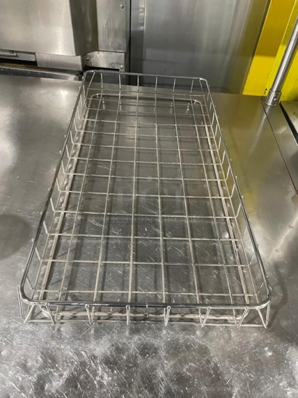 Chrome plated full-sized bagel/pastry wire rack, commercial grade, rectangular shape, excellent condition.