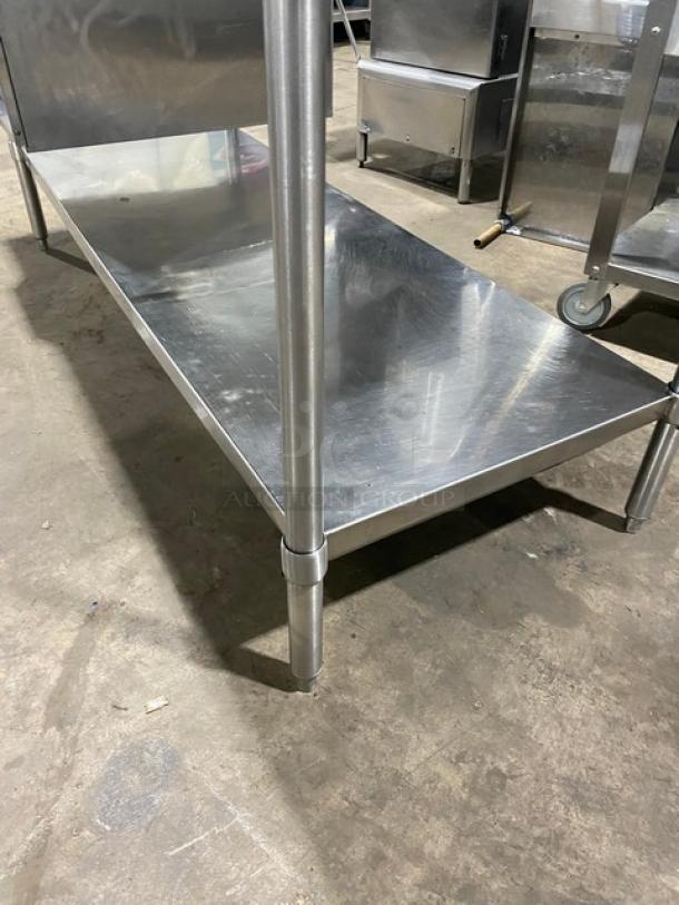 Custom Commercial Stainless Steel Worktop Table with Alto-Shaam Halo Heat Series Warming Drawer, Model 500-2DN, on legs.
