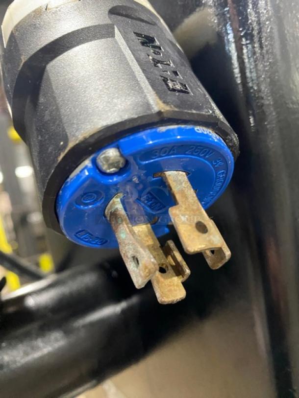 Blakeslee commercial planetary mixer power plug; 30A, 250V, with visible prongs and EATON brand marking.