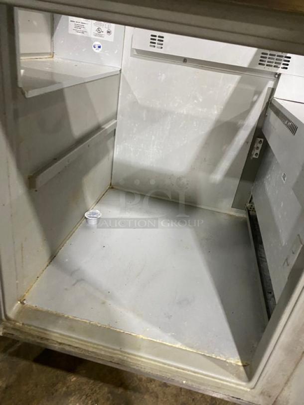 Randell Commercial Stainless Steel 2 Door Refrigerated Prep Table, Model 9040K7, with poly coated rack, on casters, 115V.