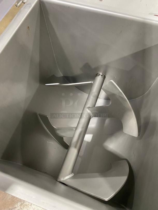 Tre Spade/Omcan MX-50 heavy-duty meat mixer, stainless steel, electric-powered, 2020 model, on casters, 220-240V.