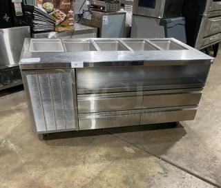 Delfield Commercial Stainless Steel 4 Drawer Refrigerated Mega Top Salad/Sandwich Prep Table! With Model: 18MC72P-1/3 SN: 2304820100309! 115V 1 Phase! On Casters! - Item #1208035