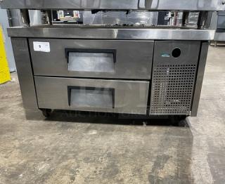 True Commercial Stainless Steel 2 Drawer Refrigerated Low Boy/Chef Base! Model: TRCB-48 SN: 5218286! 115V 1 Phase! On Casters! - Item #1207683