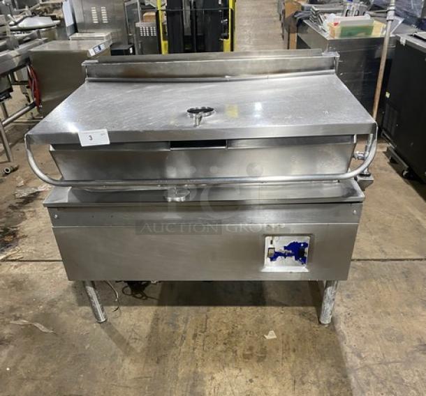 Cleveland Range stainless steel electric tilted braising pan with swivel faucet, on legs; excellent condition.