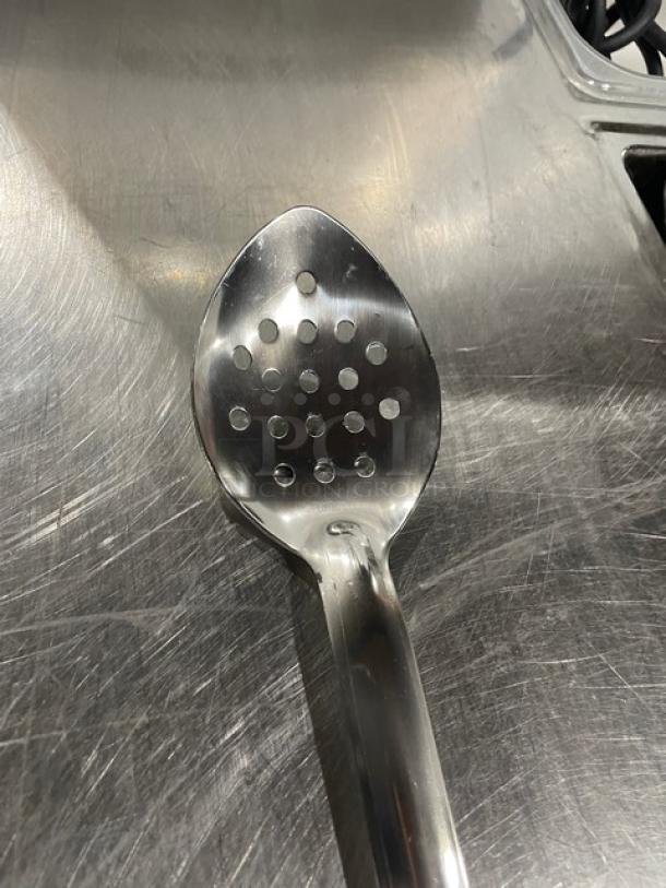 Brand new Update International 18" perforated basting spoon, stainless steel, Model BSPF-18HD, pristine condition.