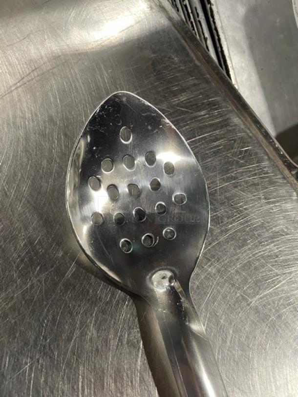 Brand new Update International 18" perforated basting spoon, stainless steel, model BSPF18HD, commercial grade.