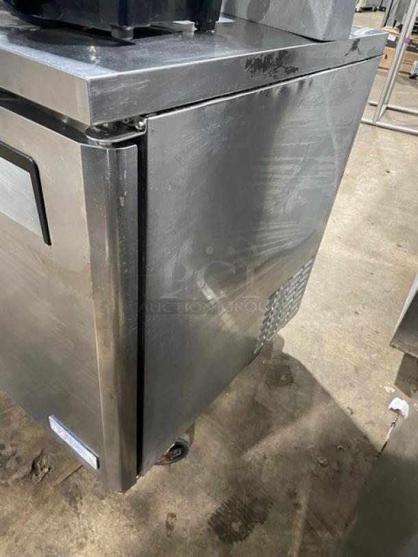 Turbo Air M3 Series 3-door undercounter refrigerator, Model MUR72. Stainless steel, on casters, with poly-coated rack. 115V.
