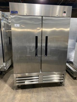 Arctic Air Commercial Stainless Steel Solid 2 Door Reach In Freezer! With Poly Coated Wired Racks! Model: AF49EX SN: H20041804! 115V! On Casters! - Item #1209267