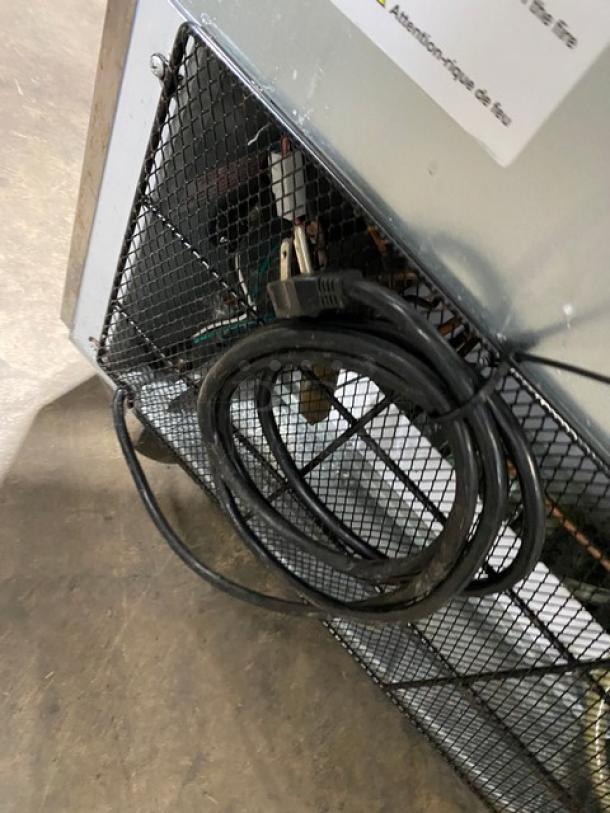 Arctic Air model AF49EX commercial freezer, visible power cord and rear mesh panel, on casters for mobility. 