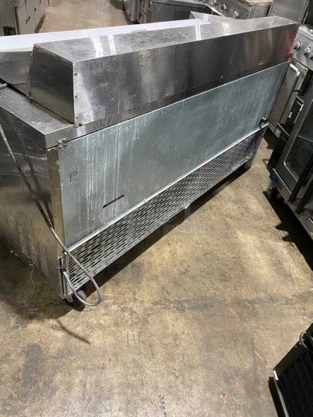 Blue Air Commercial 3-Door Stainless Steel Refrigerated Prep Table with cutting board and poly-coated rack. Model: BAPT72.