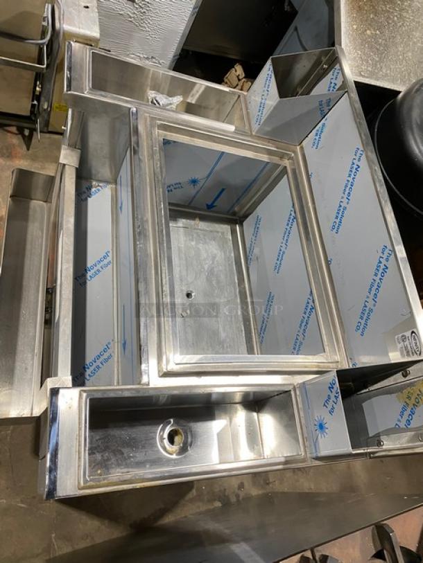 Infinity Casino Series stainless steel underbar ice bin/cocktail station with speed rail, model ICSS-36-P10-CB-M, new condition.