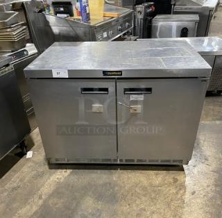 Delfield Commercial Stainless Steel 2 Door Undercounter Flat Top Refrigerator! With Wired Rack! Model: 4448 SN: 405434-T! 115V! - Item #1209268