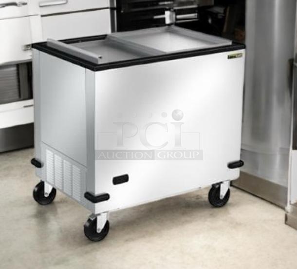 Brand New Beverage-Air 34" Sliding Lid Chest Freezer, Stainless Steel, on casters, excellent condition.