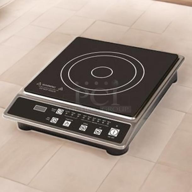 Brand New Global Solutions GS1681 Portable Countertop Induction Range, 120V, excellent condition, touch controls, black surface.