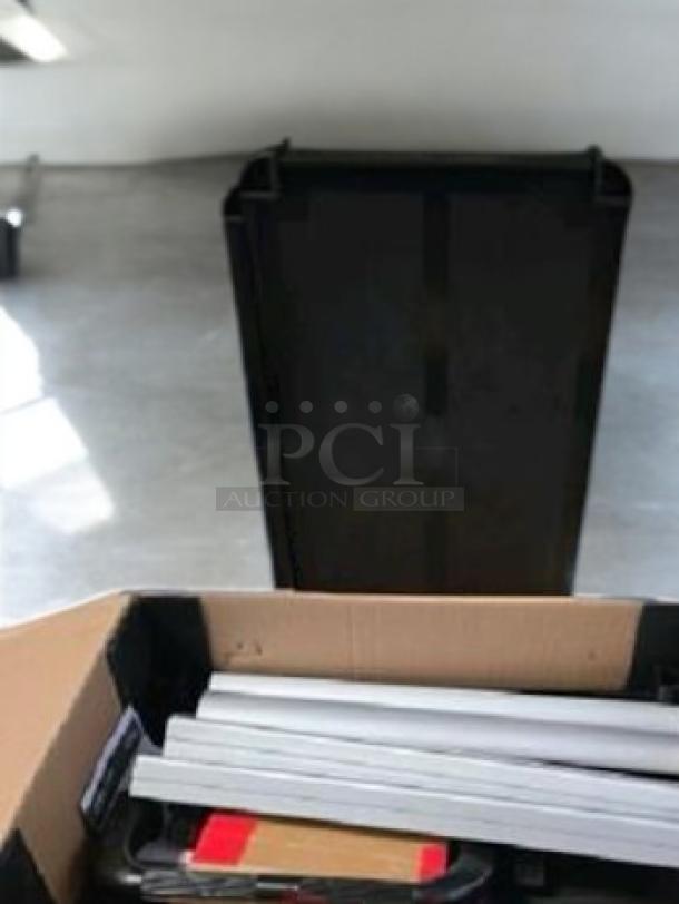 Brand New Choice Small 2-Shelf Bus Cart, Black, Excellent Condition, shown partially assembled with packaging.