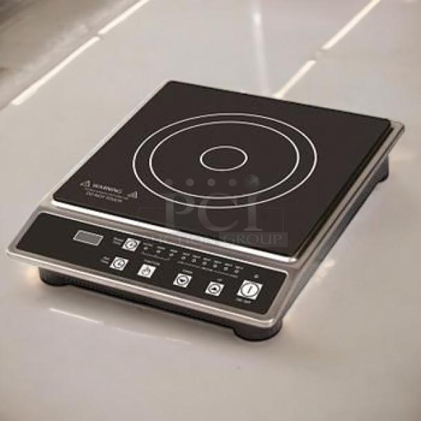Brand new Global Solutions GS1681 portable induction range in superb condition, with control panel and visible model markings.