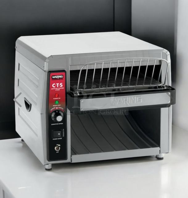 Waring Commercial CTS1000 Conveyor Toaster, 120V, 1800W, excellent condition, fully tested, control panel visible.