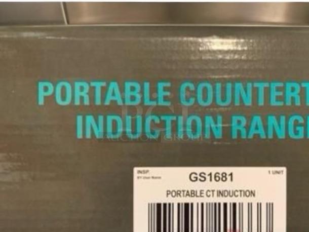 Brand new GS1681 Portable Countertop Induction Range, 120V, fully tested, labeled as GS1681 on packaging.