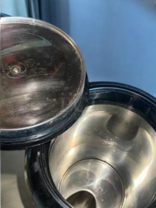Commercial-grade stainless steel hot/cold beverage dispensers, excellent condition, fully tested, qty 2.