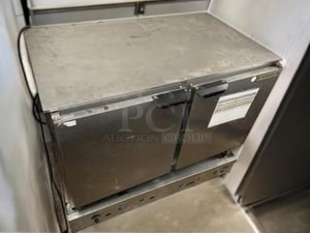 Beverage-Air 2-door undercounter refrigerator in excellent condition, 115V AC, stainless steel, fully tested and working.