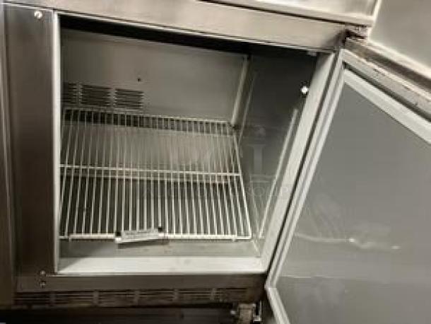 Beverage-Air 2-Door Undercounter Refrigerator, excellent condition, 115V AC, stainless steel, fully tested, interior wire shelf.