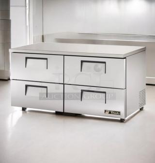 Stainless steel 2-drawer refrigerated chef base in excellent condition, 115V AC, fully tested and working, brand label shown.