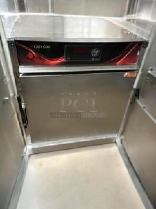 Cres Cor H137SUA5D warming cabinet, excellent condition, fully tested, 120V AC, durable stainless steel, clear control panel display.