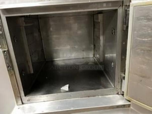 Cres Cor H137SUA5D warming cabinet in excellent condition, open door view, stainless steel interior, fully tested, 120V AC.