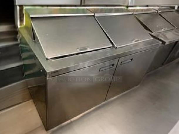 Delfield 2-door sandwich/salad prep table in excellent condition, stainless steel, tested and fully working, 115V AC.