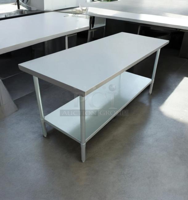 Commercial stainless steel work table with undershelf, heavy-duty model, excellent condition, fully tested and working.