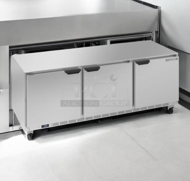 Beverage-Air UCR72AHC-104 Undercounter Refrigerator with 3 solid doors, excellent condition, fully tested, 115V AC.