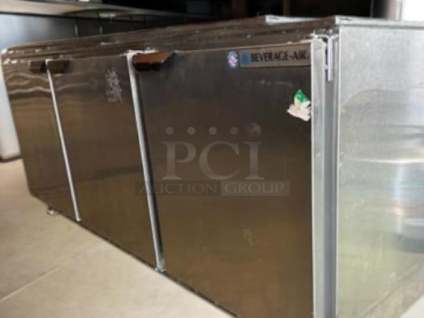 Beverage-Air UCR72AHC-104 undercounter refrigerator with 3 solid doors, excellent condition, fully tested, 115V AC.